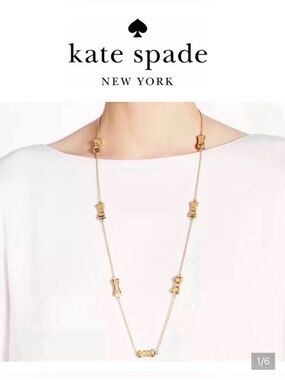 kate spade New York “Take a Bow” Gold Tone Necklace NWT